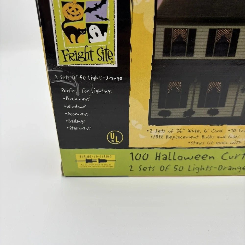 Vintage Toys R Us Halloween Indoor Curtain Lights Orange 2000